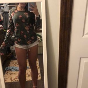 grey and pink floral very soft long sleeve top